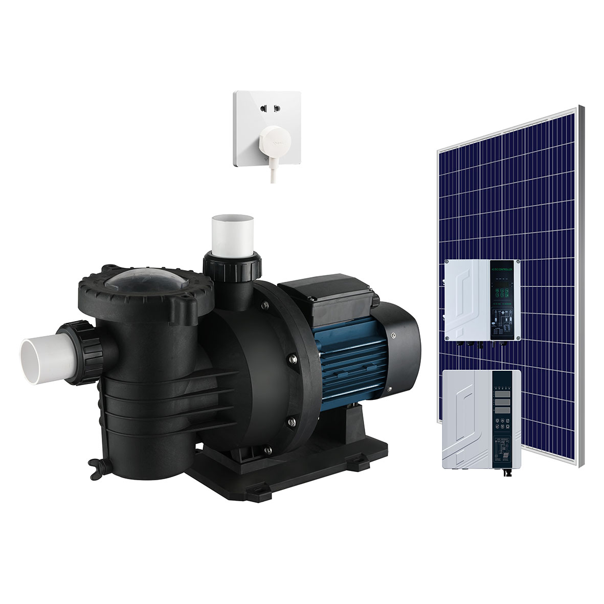 Bomba de piscina solar híbrida AC DC